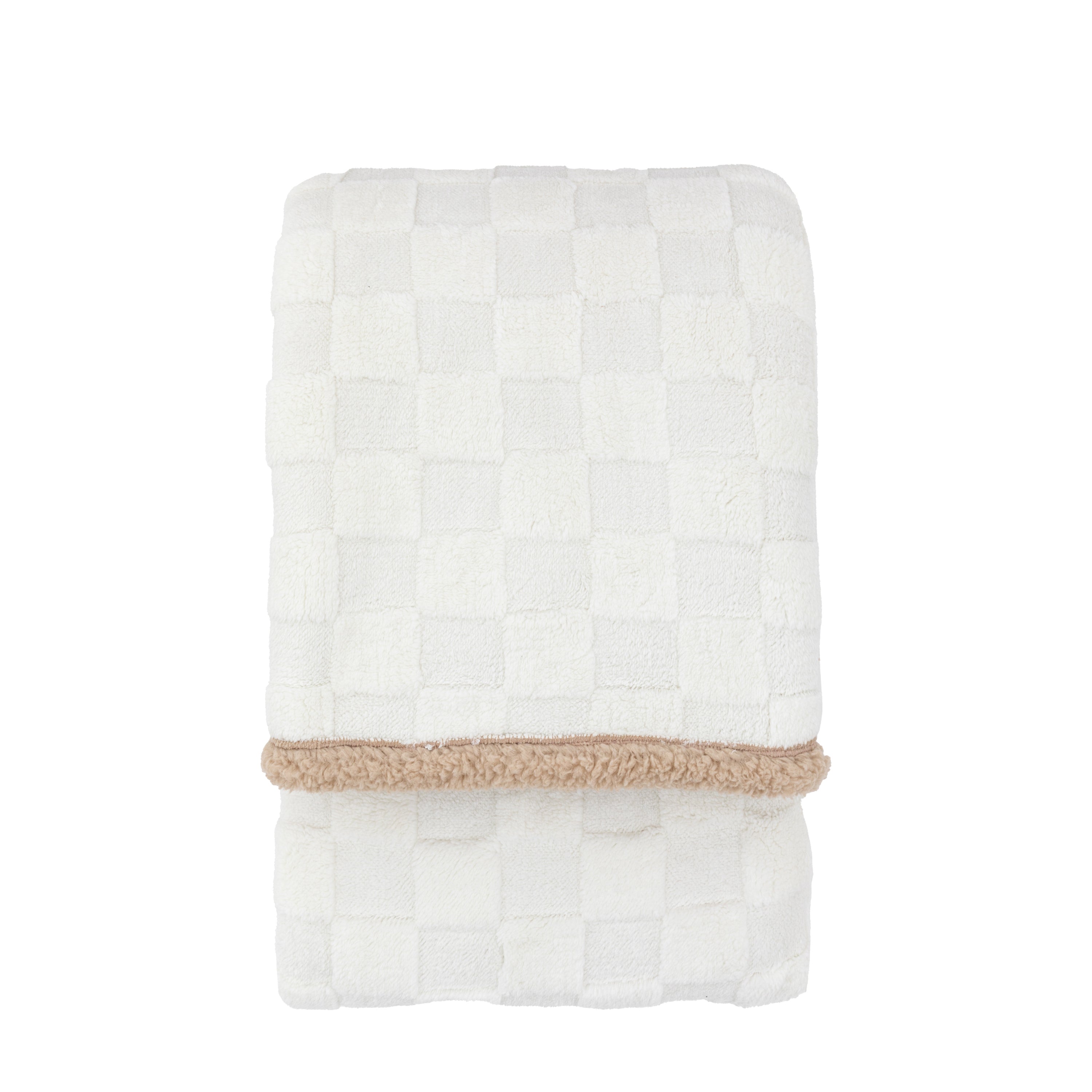 Barren Checked Sherpa Cream Throw